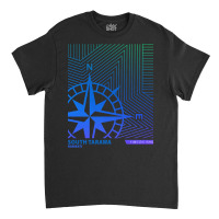 South Tarawa Kiribati Blue Green Ombre Gradient Linear Line Classic T-shirt | Artistshot