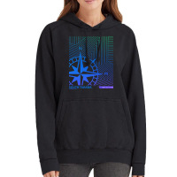 South Tarawa Kiribati Blue Green Ombre Gradient Linear Line Vintage Hoodie | Artistshot