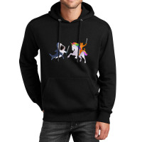 Funny Cat Riding Magical Unicorn Sword Fighting Shark Unisex Hoodie | Artistshot