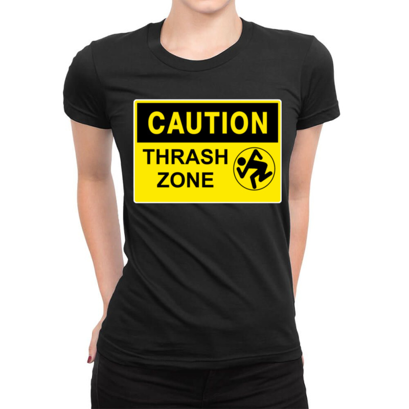 Caution Thrash Zone Ladies Fitted T-Shirt by SoniaAlt | Artistshot