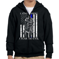 I Stand Here I Fear No Evil Crusader Knight Templar T Shirt Youth Zipper Hoodie | Artistshot