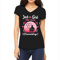 Just A Girl Who Loves Chemistry Pink Retro Vintage Gift Idea Women's V-neck T-shirt | Artistshot