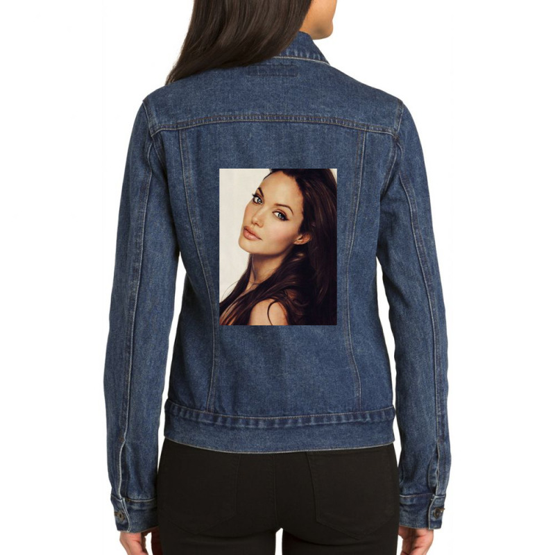 Angelina Jolie - Poster Ladies Denim Jacket by MichaelVictory | Artistshot