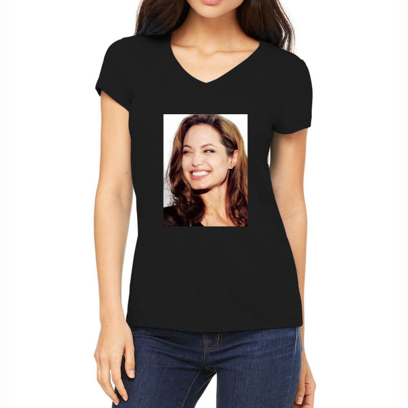 Angelina Jolie - Smile Women's V-Neck T-Shirt by MichaelVictory | Artistshot