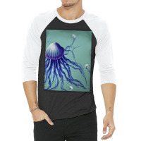 Jellyfish Artwork Digitalart 3/4 Sleeve Shirt | Artistshot