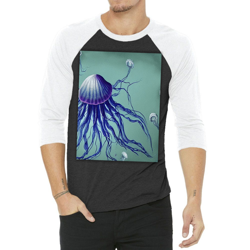 Jellyfish Artwork Digitalart 3/4 Sleeve Shirt | Artistshot