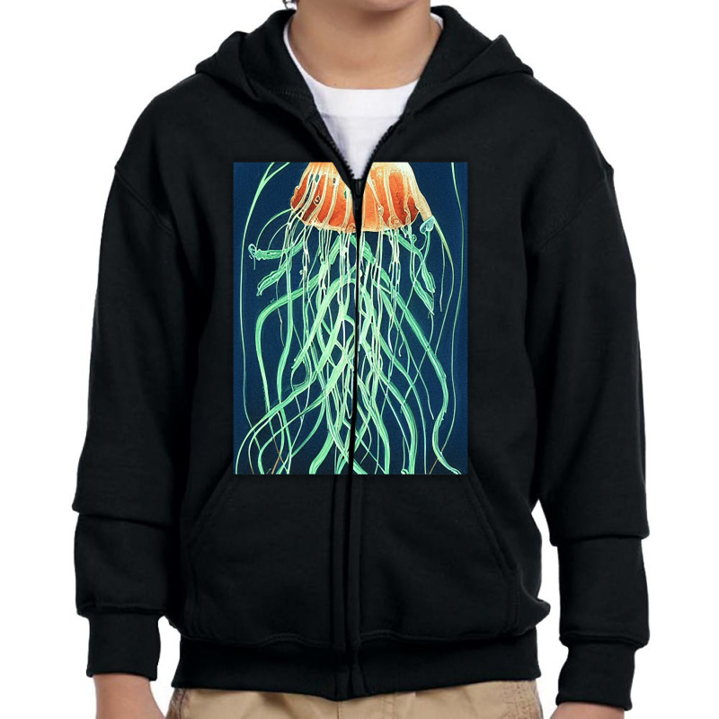 Jellyfish Artwork Ocean Youth Zipper Hoodie | Artistshot