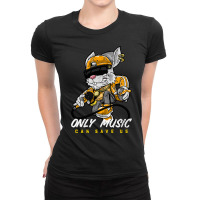 Only Music Can Save Us With Bunny Qtyle Ladies Fitted T-shirt | Artistshot