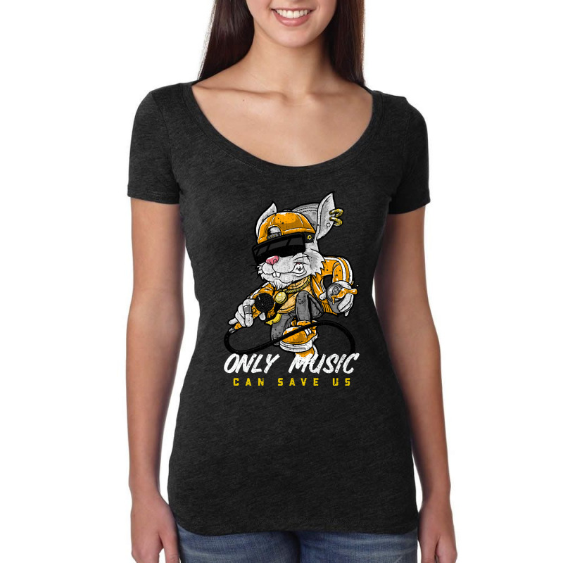 Only Music Can Save Us With Bunny Qtyle Women's Triblend Scoop T-shirt by declangreenwood | Artistshot