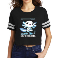 Axolotl Fish Playing Video Game Games-o-lot White Axolotl Lizard Kawai Scorecard Crop Tee | Artistshot