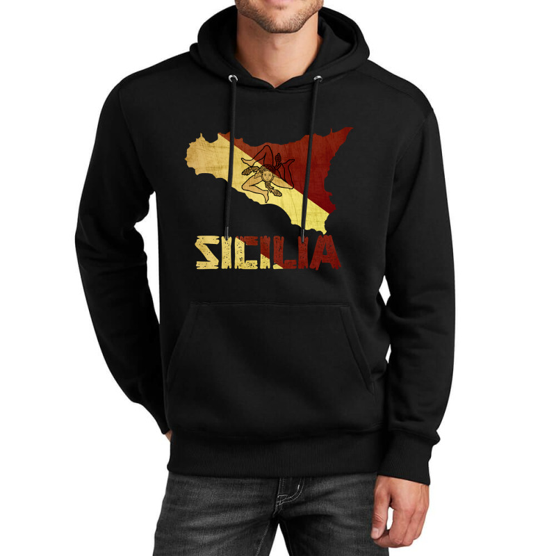 Vintage Retro Sicilia Italia Sicily Flag Italian Souvenir Unisex Hoodie | Artistshot