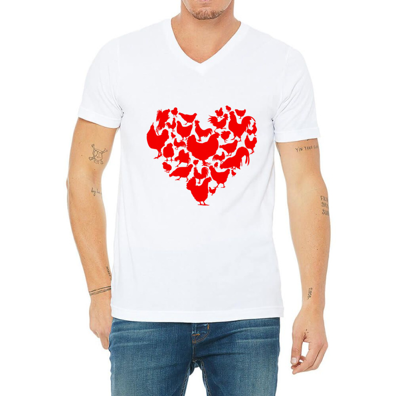 Funny Chicken Heart Valentine Gift Chicken Lover V-Neck Tee by Rhonda | Artistshot