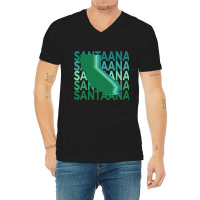 Santa Ana California Green Repeat V-neck Tee | Artistshot