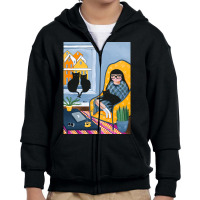 Working From Home With Cats Youth Zipper Hoodie | Artistshot