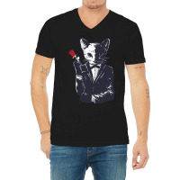 Mafia Cat Character V-neck Tee | Artistshot