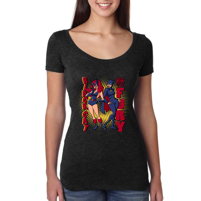 Miss Fury And Black Cat Women's Triblend Scoop T-shirt by Milne Charlton | Artistshot