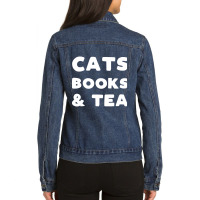 Cats Books And Tea Ladies Denim Jacket | Artistshot