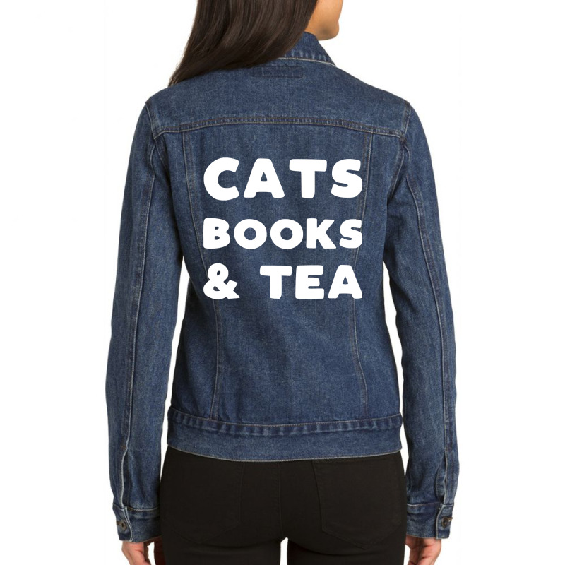 Cats Books And Tea Ladies Denim Jacket by webberkyla | Artistshot