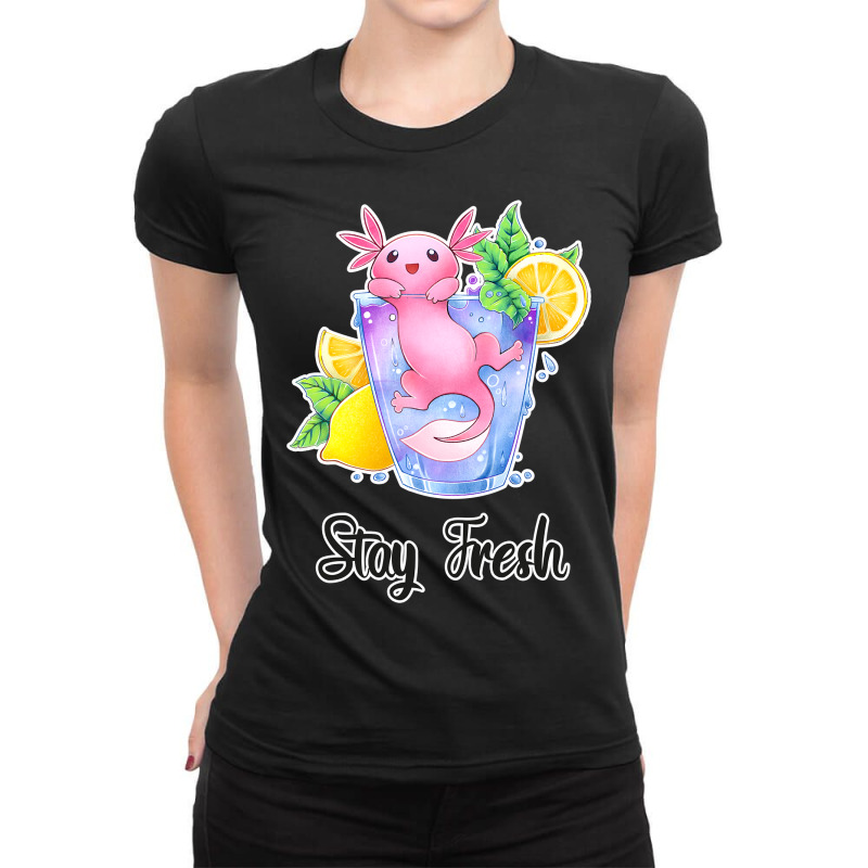 Axolotl With Lemons Ladies Fitted T-Shirt by Min05 | Artistshot