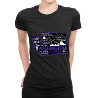 Washington Kennewick Cute Map Tacoma Forks Spokane Ladies Fitted T-shirt | Artistshot