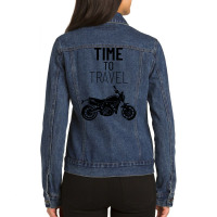 Time To Travel - Motorcycle Ladies Denim Jacket | Artistshot