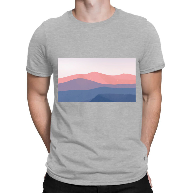 Blue And Pink Mountain T-Shirt by ElaineABernard | Artistshot