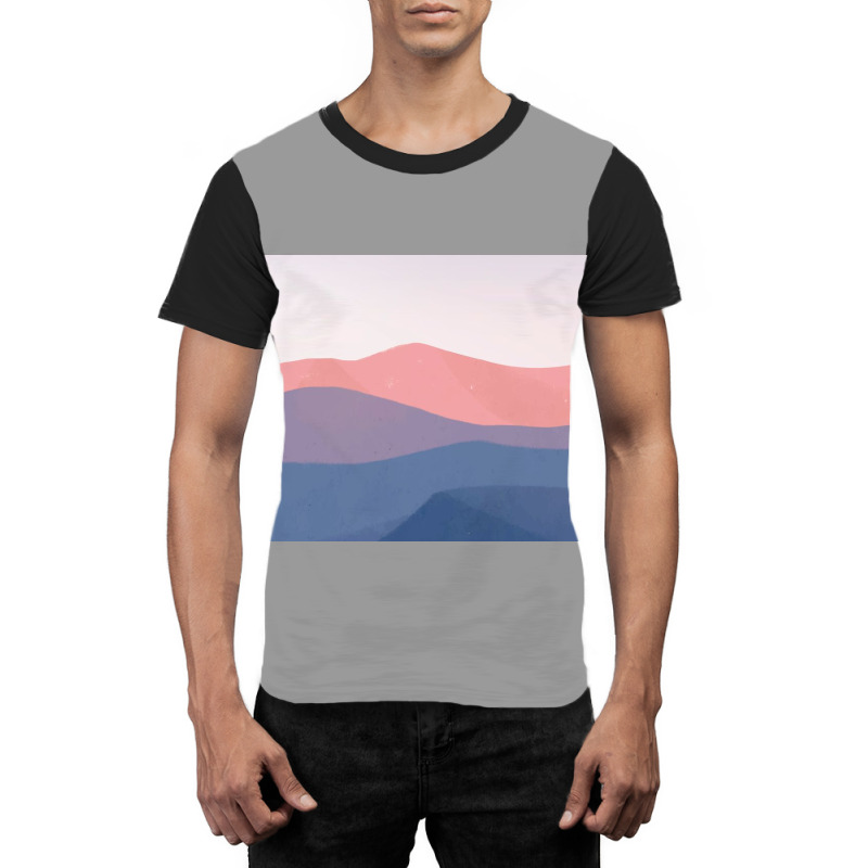 Blue And Pink Mountain Graphic T-shirt by ElaineABernard | Artistshot