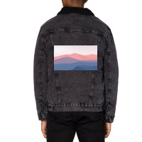 Blue And Pink Mountain Unisex Sherpa-lined Denim Jacket | Artistshot