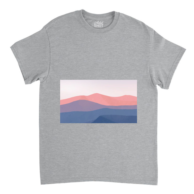 Blue And Pink Mountain Classic T-shirt by ElaineABernard | Artistshot