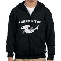 I Chews You Valentines Day Shark Youth Zipper Hoodie | Artistshot