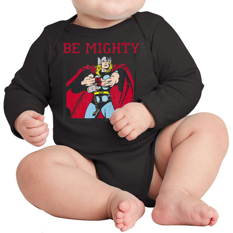 Classic Th.or Be Mighty Long Sleeve Baby Bodysuit by hamthegodfather | Artistshot