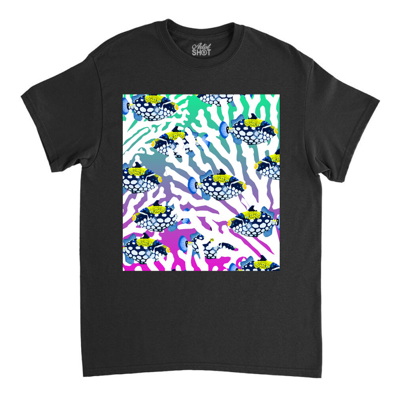 Clown Triggerfish Group (balistoides) With Colorful Pattern - Coral Re Classic T-shirt | Artistshot