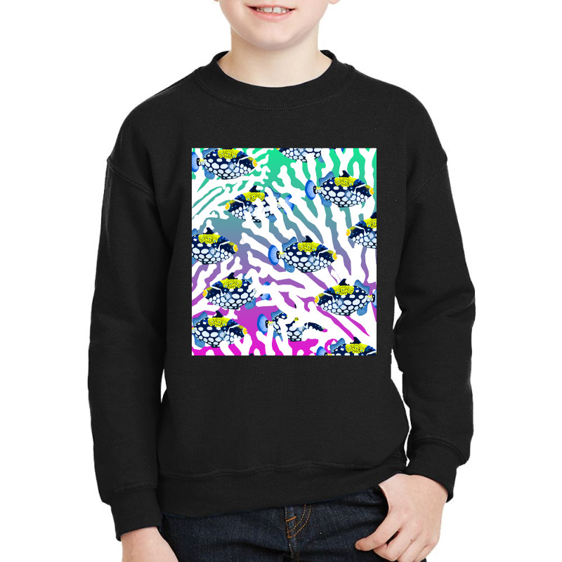 Clown Triggerfish Group (balistoides) With Colorful Pattern - Coral Re Youth Sweatshirt by webberkyla | Artistshot