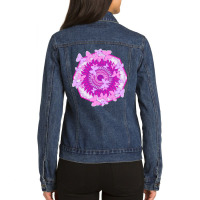 Butterflies And Kaleidoscope In Pink Ladies Denim Jacket | Artistshot