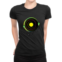 Music Disc With Earphones Ladies Fitted T-shirt | Artistshot