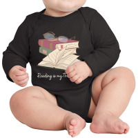 Reading Is My Theraphy 95 Long Sleeve Baby Bodysuit | Artistshot