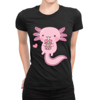 Cute Axolotl Drinking Bubble Tea Ladies Fitted T-shirt | Artistshot