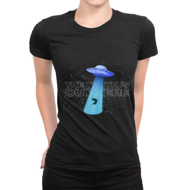 Alien Abduction The Truth Is Out Here Wall Art Space Alien Spaceship S Ladies Fitted T-Shirt by Box Bingham | Artistshot