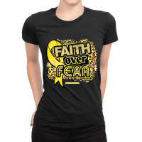 Endometriosis Awareness  Ribbon Faith Over Fear Leopard Gift For Endom Ladies Fitted T-shirt | Artistshot