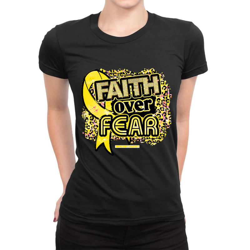 Endometriosis Awareness  Ribbon Faith Over Fear Leopard Gift For Endom Ladies Fitted T-Shirt by brumfieldportillo7vlpq8 | Artistshot