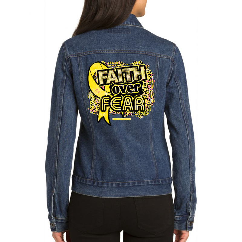 Endometriosis Awareness  Ribbon Faith Over Fear Leopard Gift For Endom Ladies Denim Jacket by brumfieldportillo7vlpq8 | Artistshot