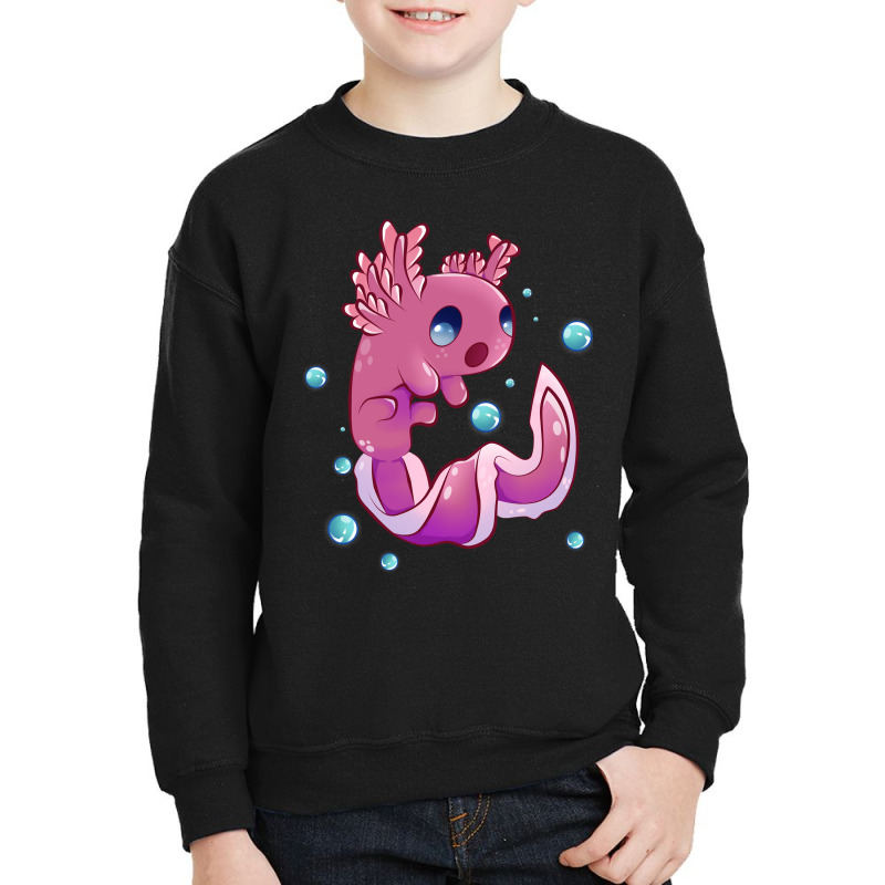 Cute Cartoon Axolotl With Bubbles Youth Sweatshirt by Min08 | Artistshot