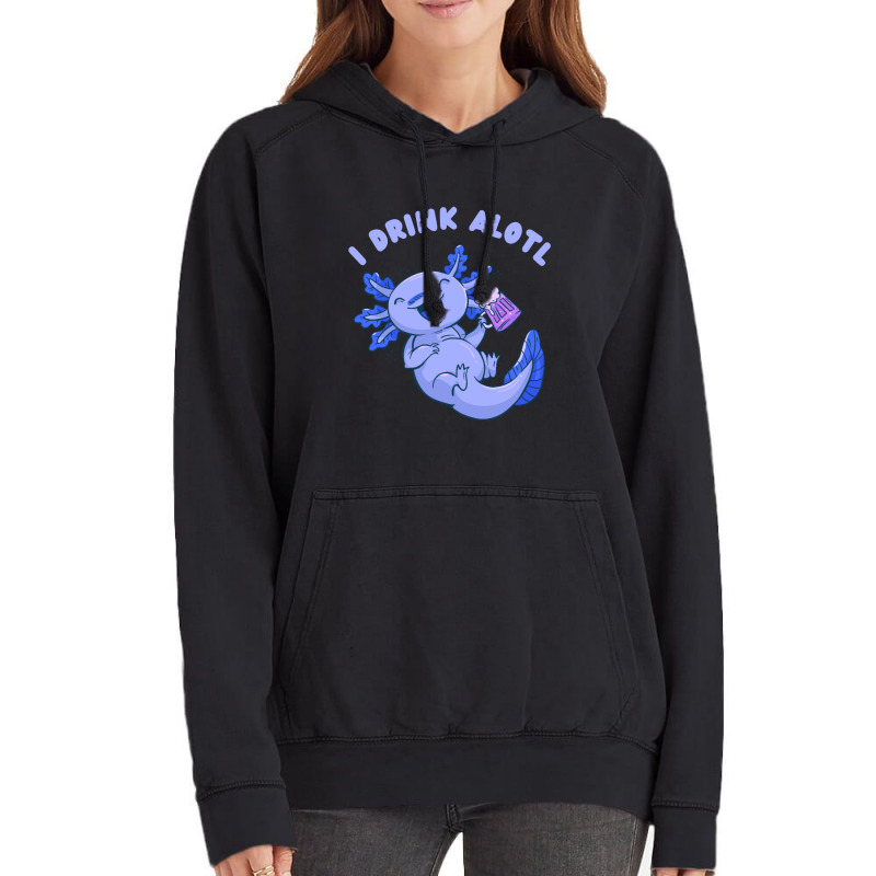 Cute Funny Axolotl Drinking Beer Vintage Hoodie by Min05 | Artistshot