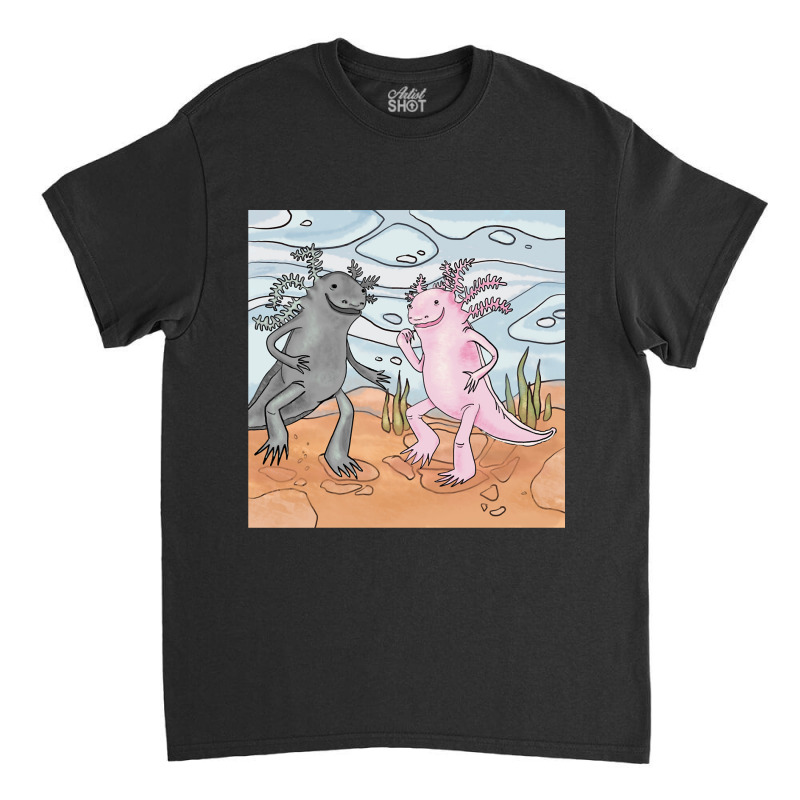 Happily Dancing Axolotles In Their Natural Habitat Classic T-shirt by Min08 | Artistshot