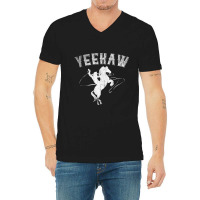 Funny Western Gift Horse Bull Riding Rodeo Yeehaw Cowboy V-neck Tee | Artistshot