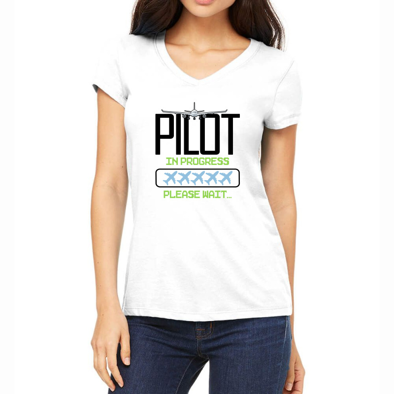 Pilot In Progress Please Wait For Light Women's V-Neck T-Shirt by autlu2024 | Artistshot