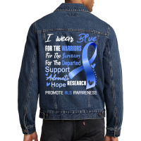 I Wear Blue For Als Awareness Support Als Warrior Gifts Men Denim Jacket | Artistshot