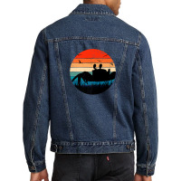 Retro Crab Sunset - Crustacean Core Shellfish Beach Spider Men Denim Jacket | Artistshot