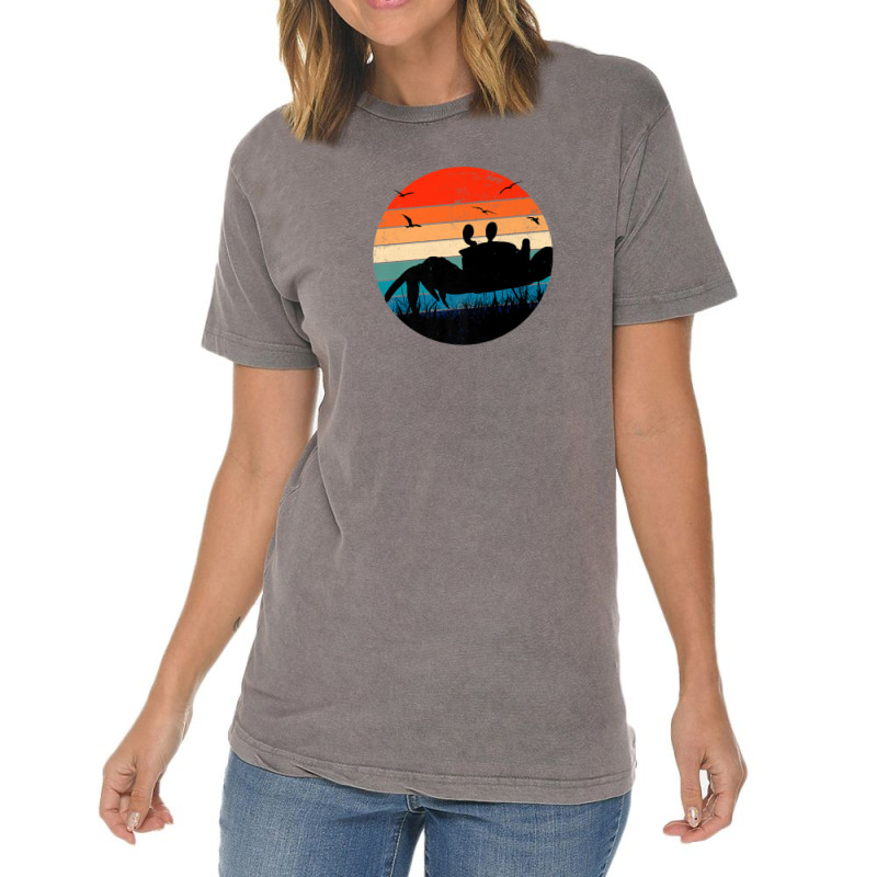 Retro Crab Sunset - Crustacean Core Shellfish Beach Spider Vintage T-shirt | Artistshot