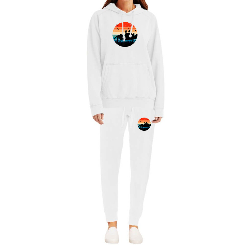 Retro Crab Sunset - Crustacean Core Shellfish Beach Spider Hoodie & Jogger Set | Artistshot